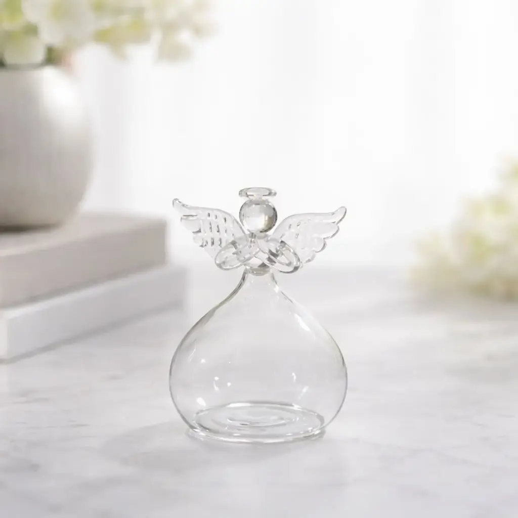 360 HOME VASE GLASS 8*12CM CLEAR ANGEL