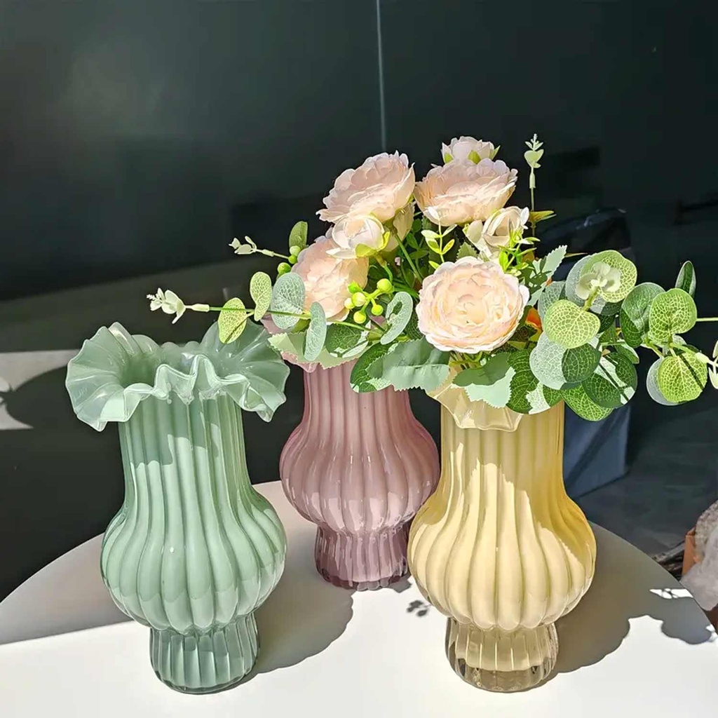 360 HOME VASE GLASS COLORED STRIPPED 15.5*26