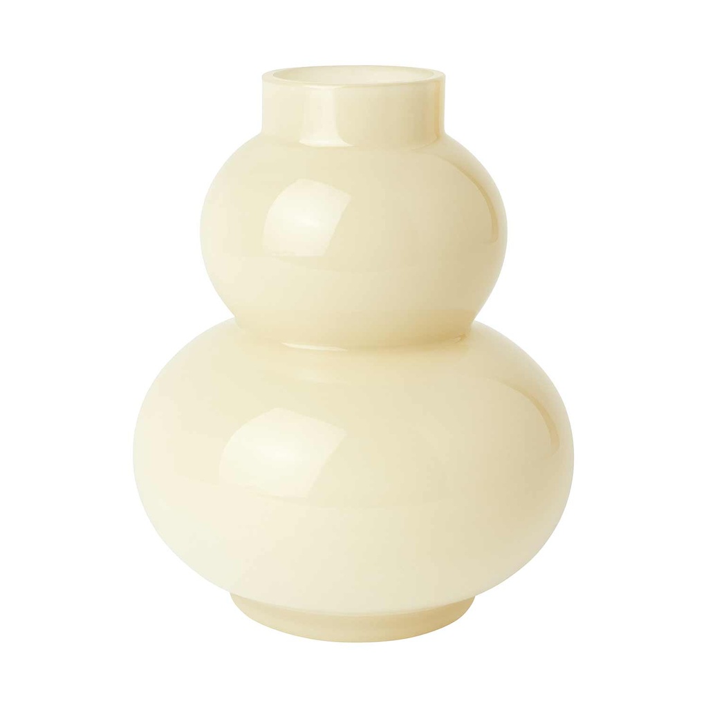 360 HOME VASE GLASS IVORY 14*18CM GOURD DESIGN