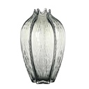 360 HOME VASE GLASS SERRATED BLACK 10*33