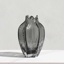 360 HOME VASE GLASS SERRATED BLACK 7.5*23CM
