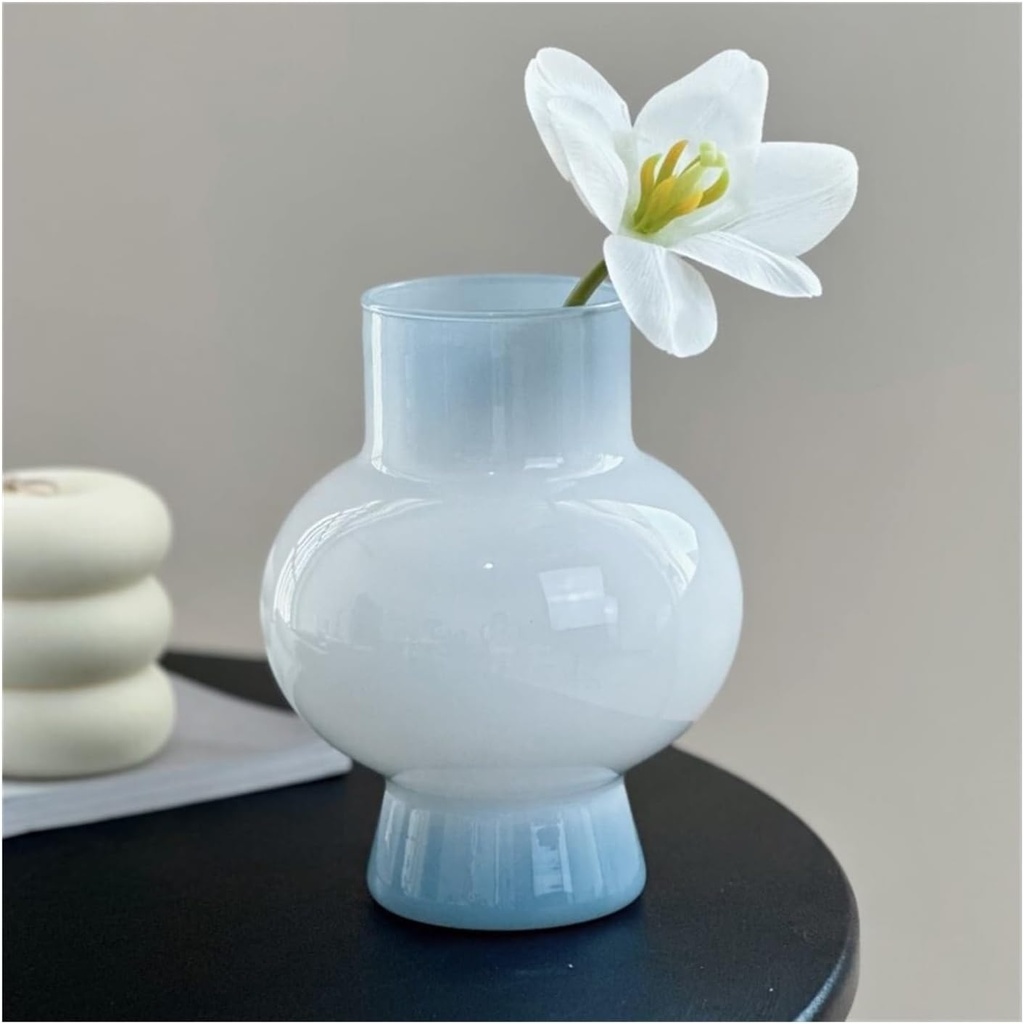 360 HOME VASE GLASS WHITE GLOSSY 8*18CM