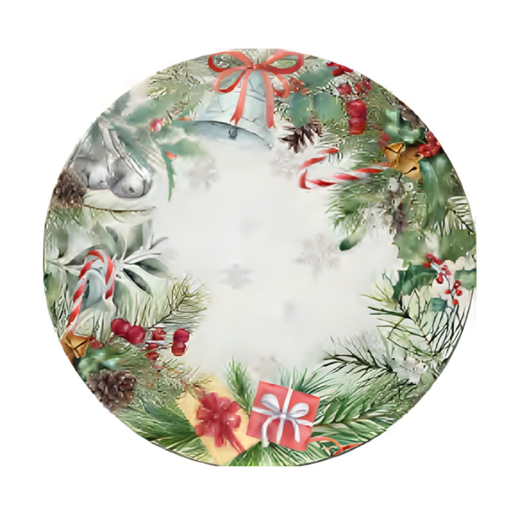 360 HOME CHRISTMAS PLACEMATS PLASTIC 33CM EVERGREEN BRANCHES RED BERRIES AND CANDY CANES PATTERN