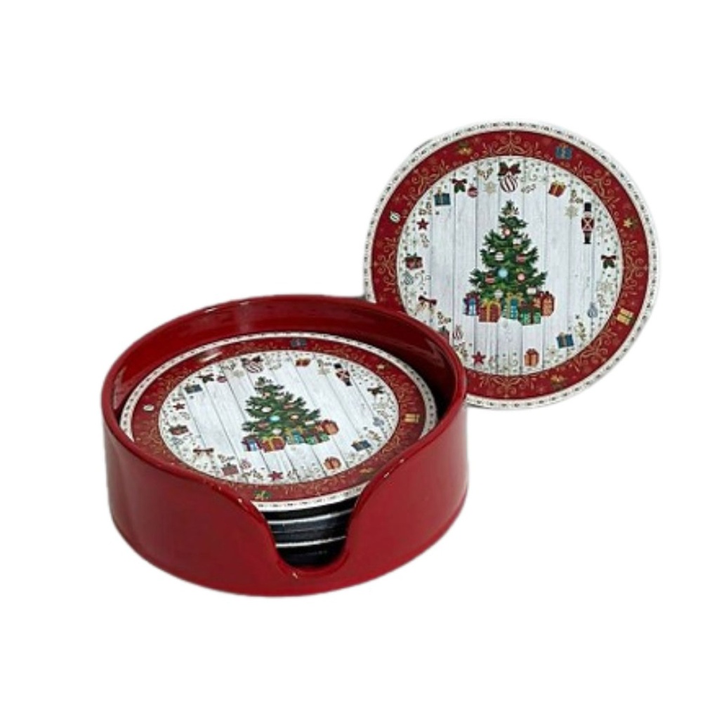 360 HOME CHRISTMAS  COASTERS CERAMIC  HOLIDAY THEMED +CHRISTMAS IMAGERY PRINTED