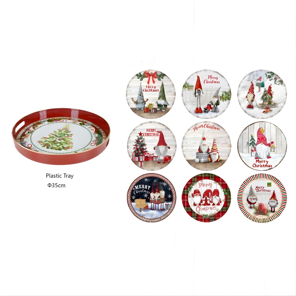 360 HOME CHRISTMAS TRAY METAL CHRISTMAS PATTERNS 35CM ROUND