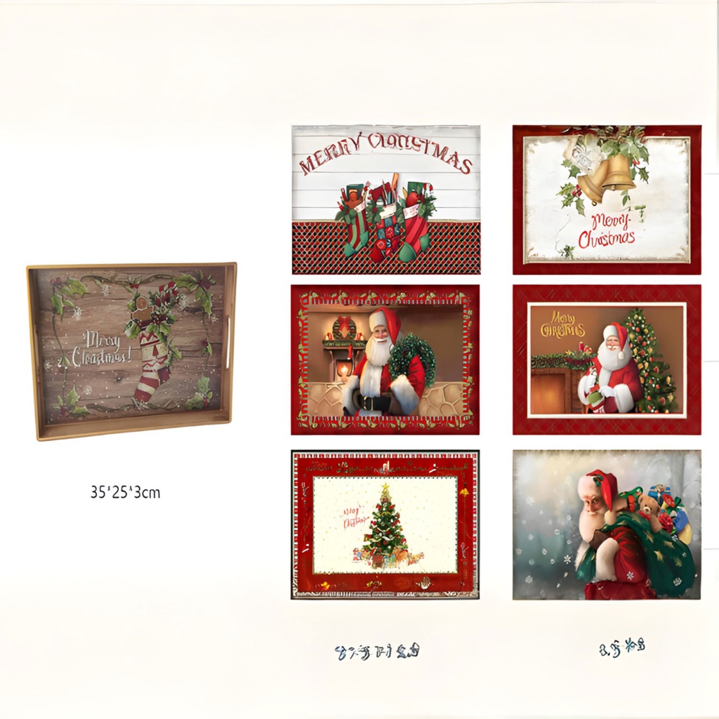 360 HOME CHRISTMAS TRAY WOODEN CHRISTMAS PATTERNS RECTANGLE