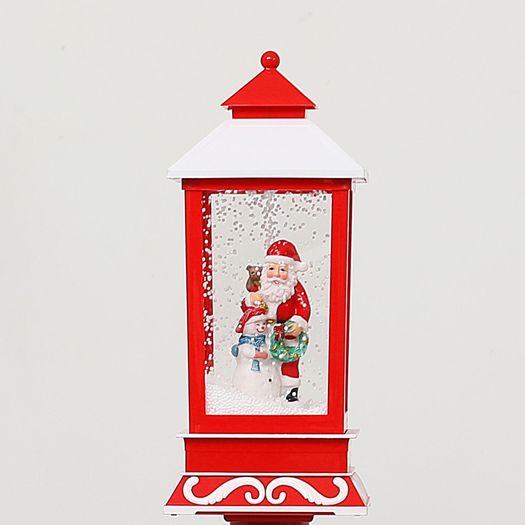 360 HOME CHRISTMAS LANTERN LIGHTHOUSE 18*18*41CM RED &WHITE +OLD MAN HOLDING SNOWMAN