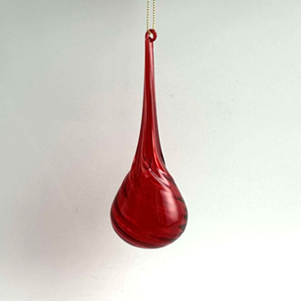 360 HOME CHRISTMAS DECORATION 5*5*15CM ORNAMENT RED HANGING THICK GLASS