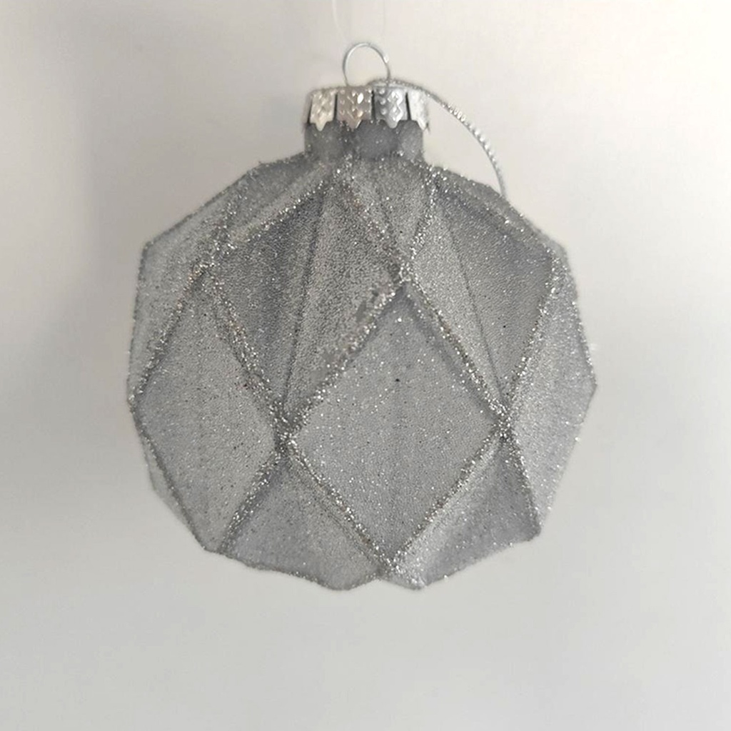 360 HOME CHRISTMAS DECORATION 8*8*8CM ORNAMENT GREY HANGING