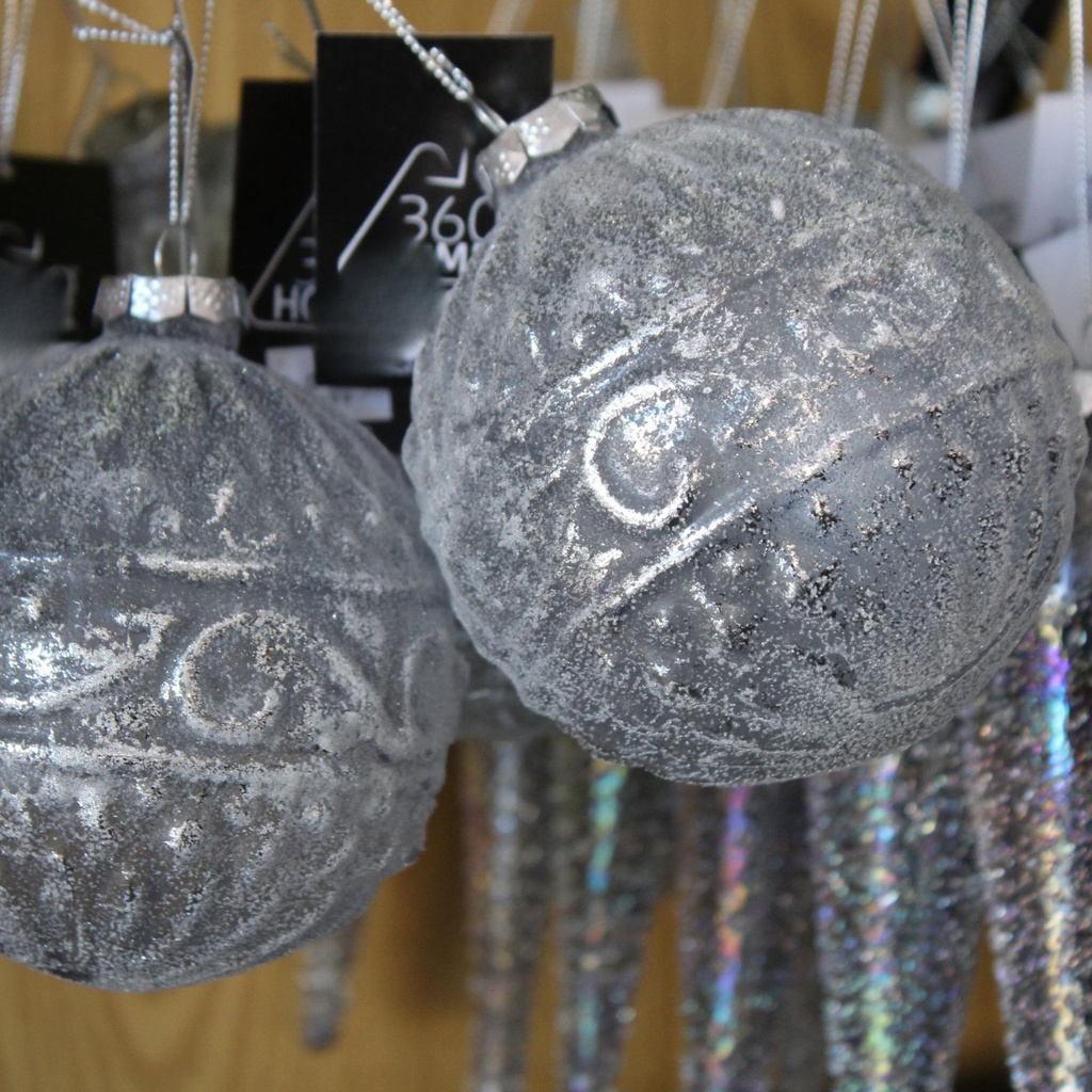 360 HOME CHRISTMAS DECORATION 10*10*10CM ORNAMENT GREY HANGING