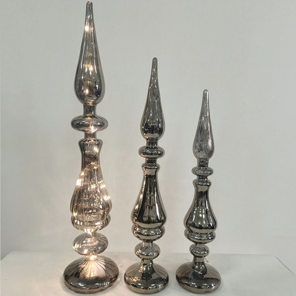 360 HOME CHRISTMAS DECORATION 11*11*49CM grey  table decoration with LED light  AAx3pcs(not including battery)