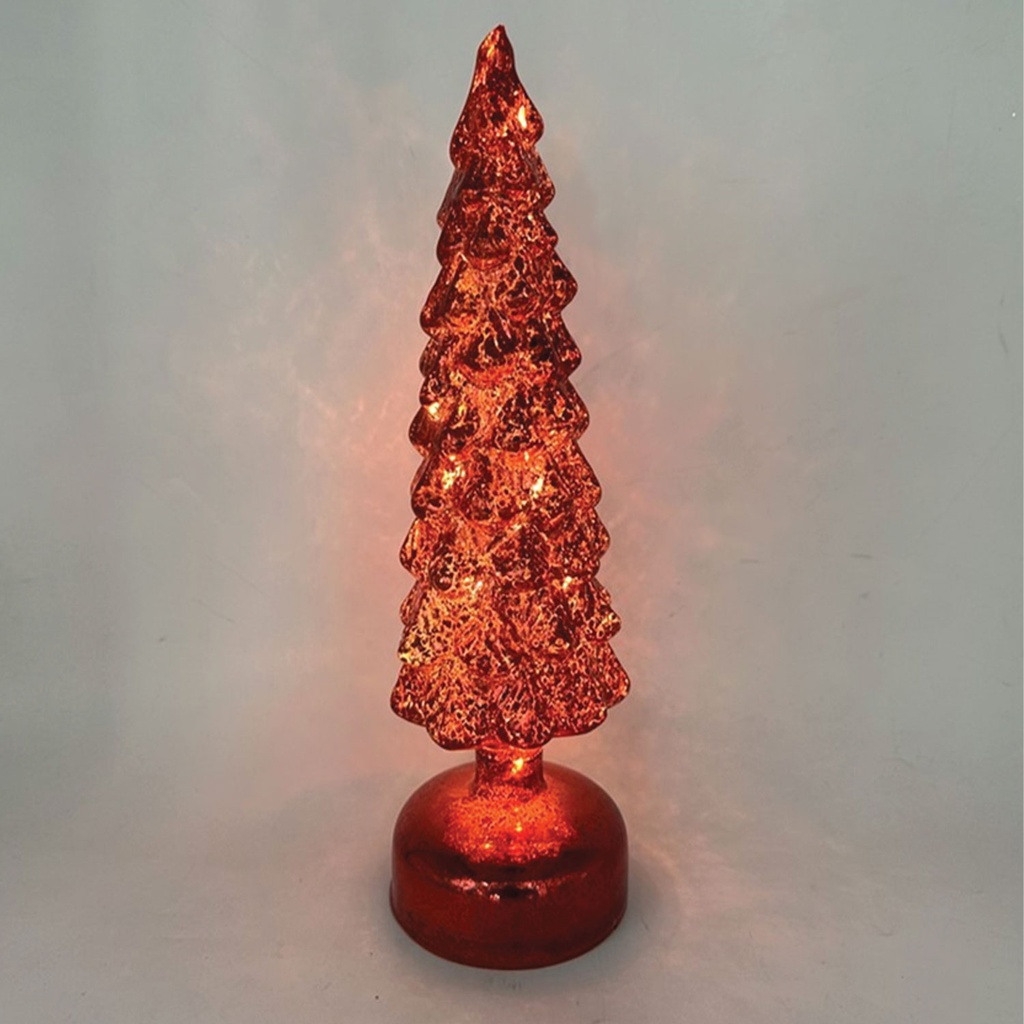 360 HOME CHRISTMAS DECORATION 9*9*27.5CM red  tree with LED light  AA*3,battery is not include