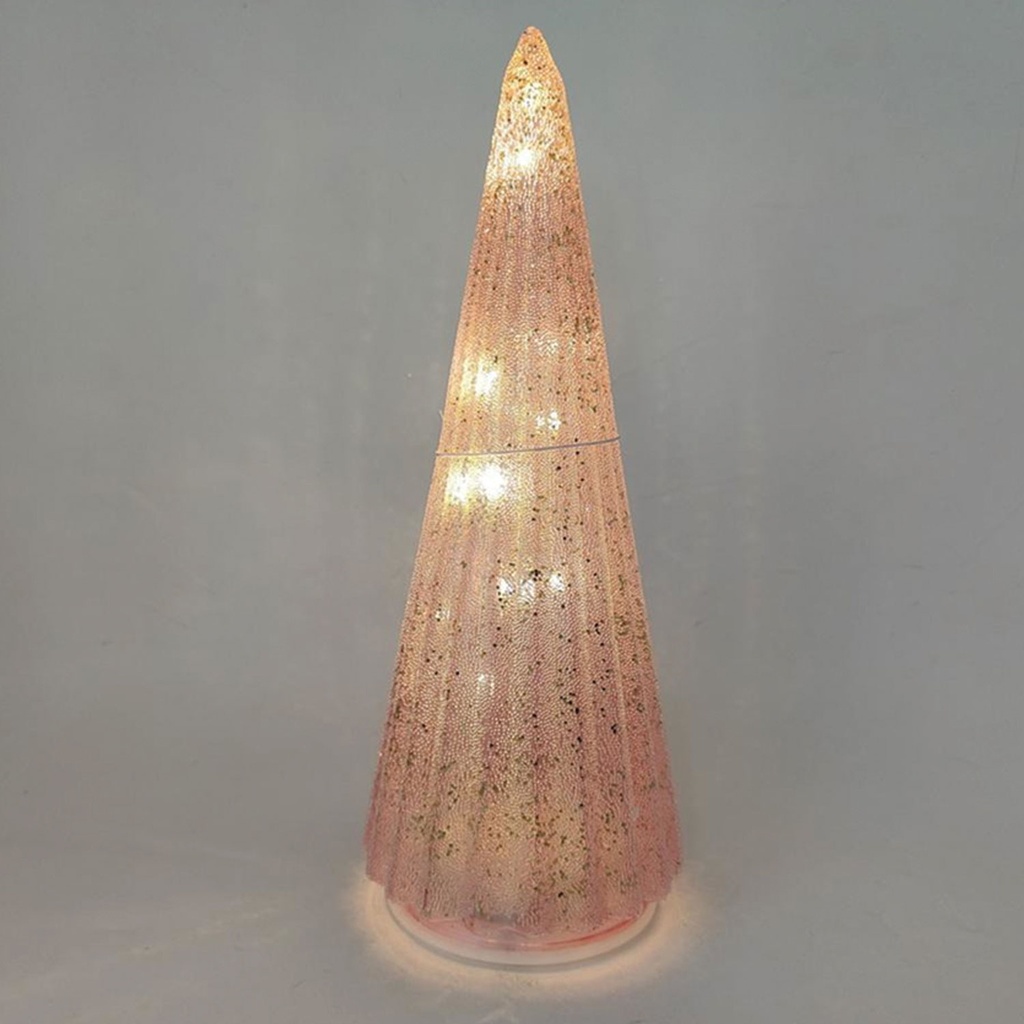 360 HOME CHRISTMAS DECORATION 10*10*27CM pink  tree with LED light  AAx3pcs(not including battery)