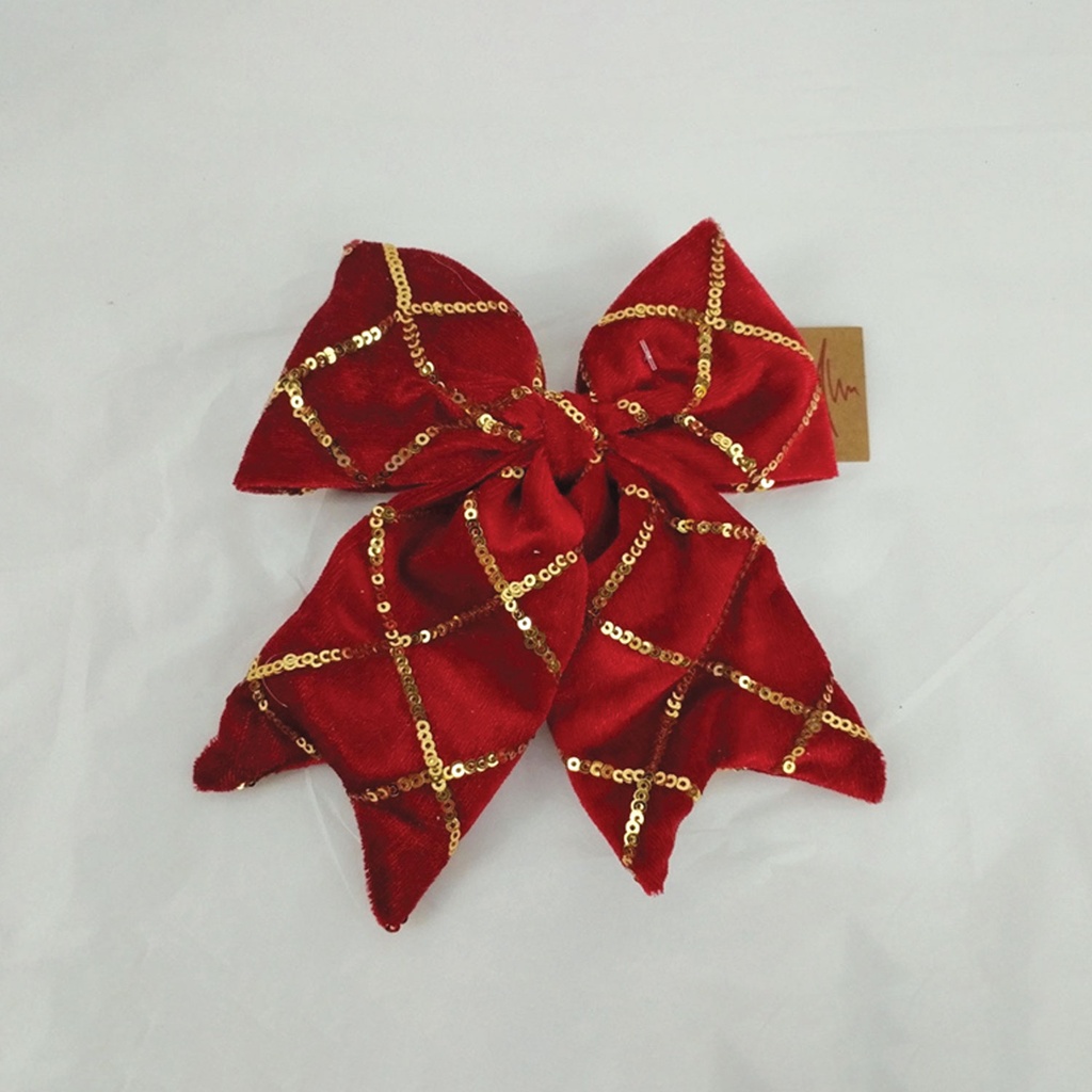 360 HOME CHRISTMAS DECORATION 14*15CM ORNAMENT BOW WITH GLITTER GOLD