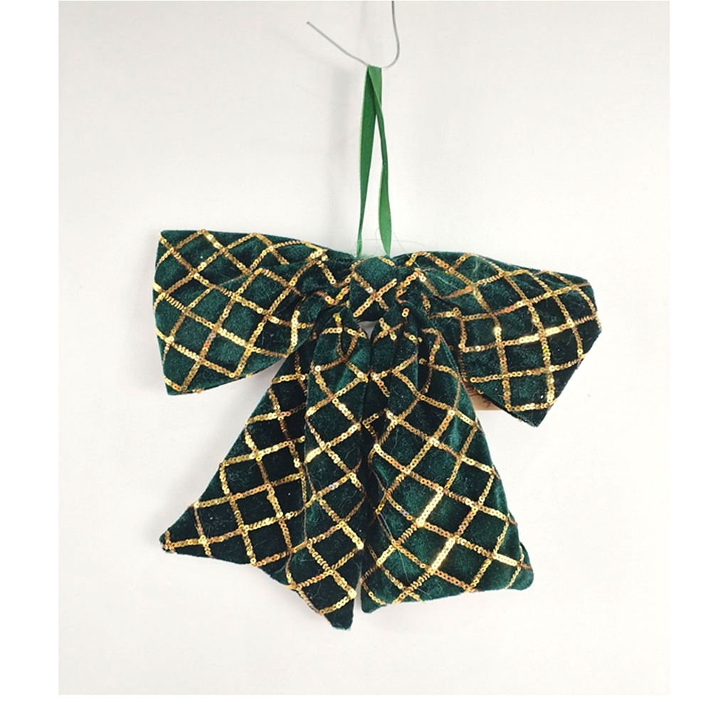 360 HOME CHRISTMAS DECORATION 14*15CM ORNAMENT BOW WITH GLITTER