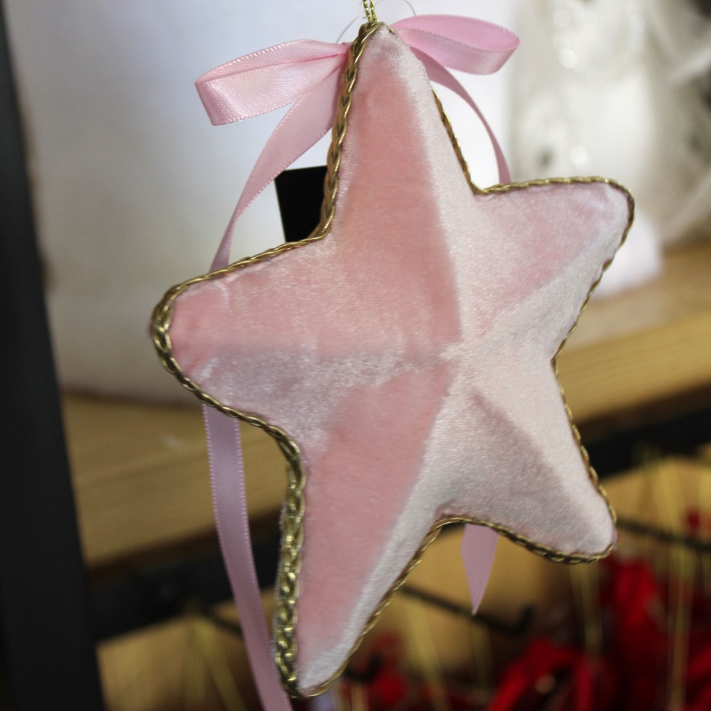 360 HOME CHRISTMAS DECORATION 15*15*5CM HANGING STAR PINK FABRIC 