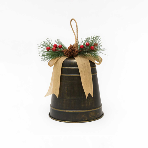 360 HOME CHRISTMAS DECORATION 6"X6"X8.5" Cow Bell Hanging Ornament Medium-Copper