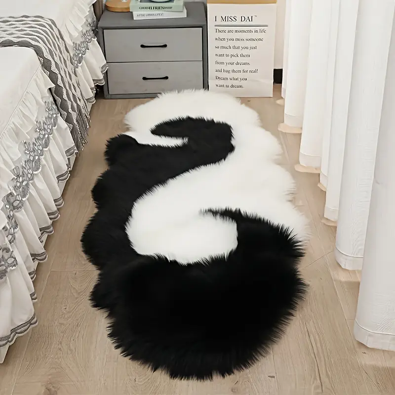 360 HOME FLOOR MAT OVAL WAVE DESIGN BLACK & WHITE 60*180cm