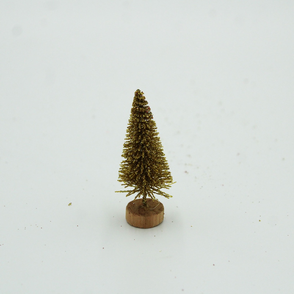 360 HOME CHRISTMAS MINI TREE GOLD+GLITTER 6.5CM PACK OF 5PCS