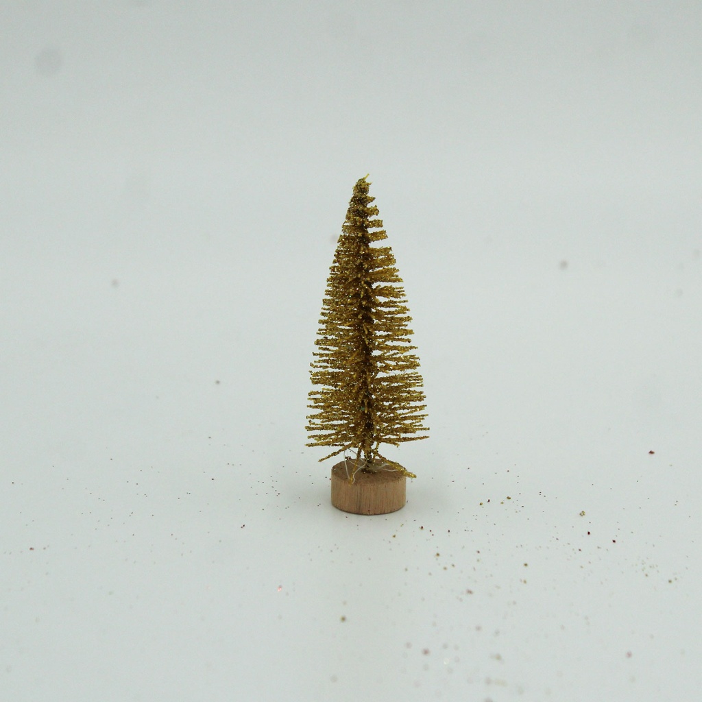 360 HOME CHRISTMAS MINI TREE GOLD+GLITTER 7CM PACK OF 5PCS