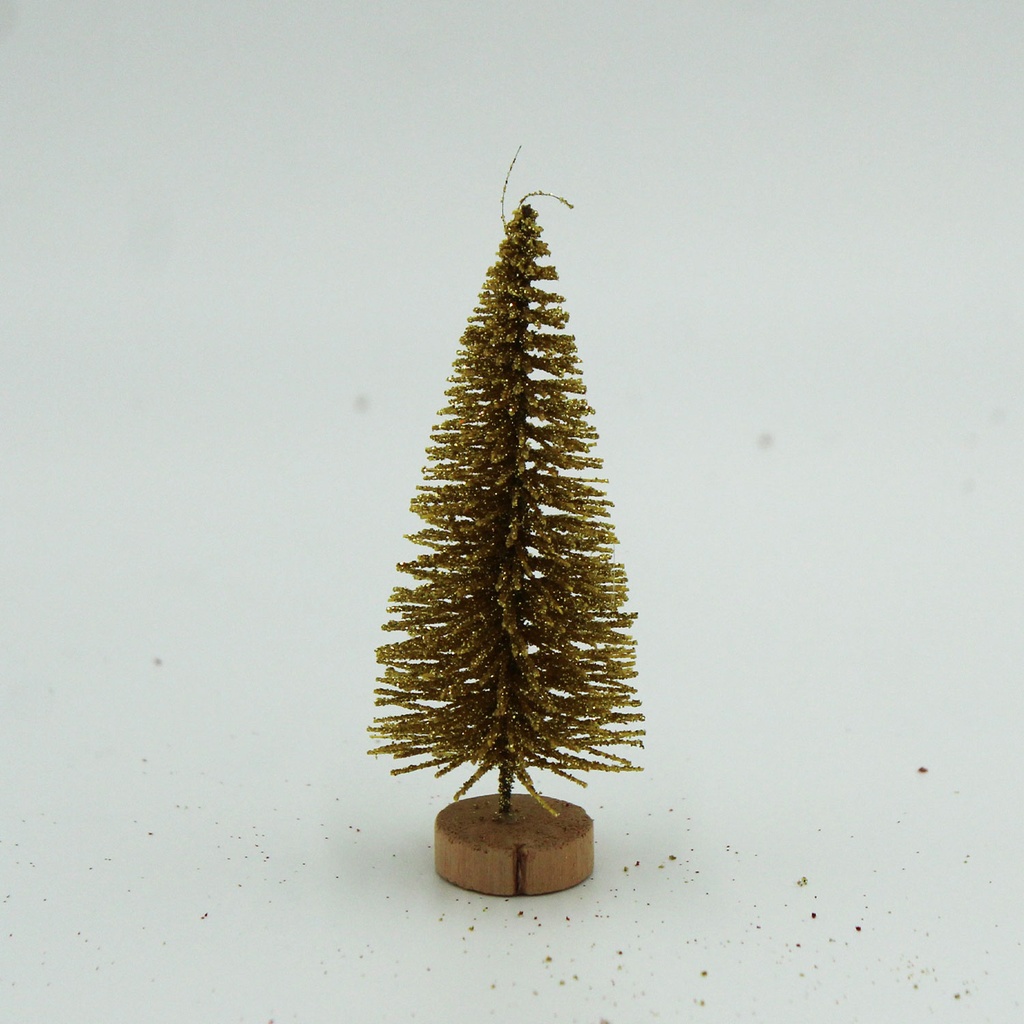360 HOME CHRISTMAS MINI TREE GOLD+GLITTER 8.5CM PACK OF 5PCS