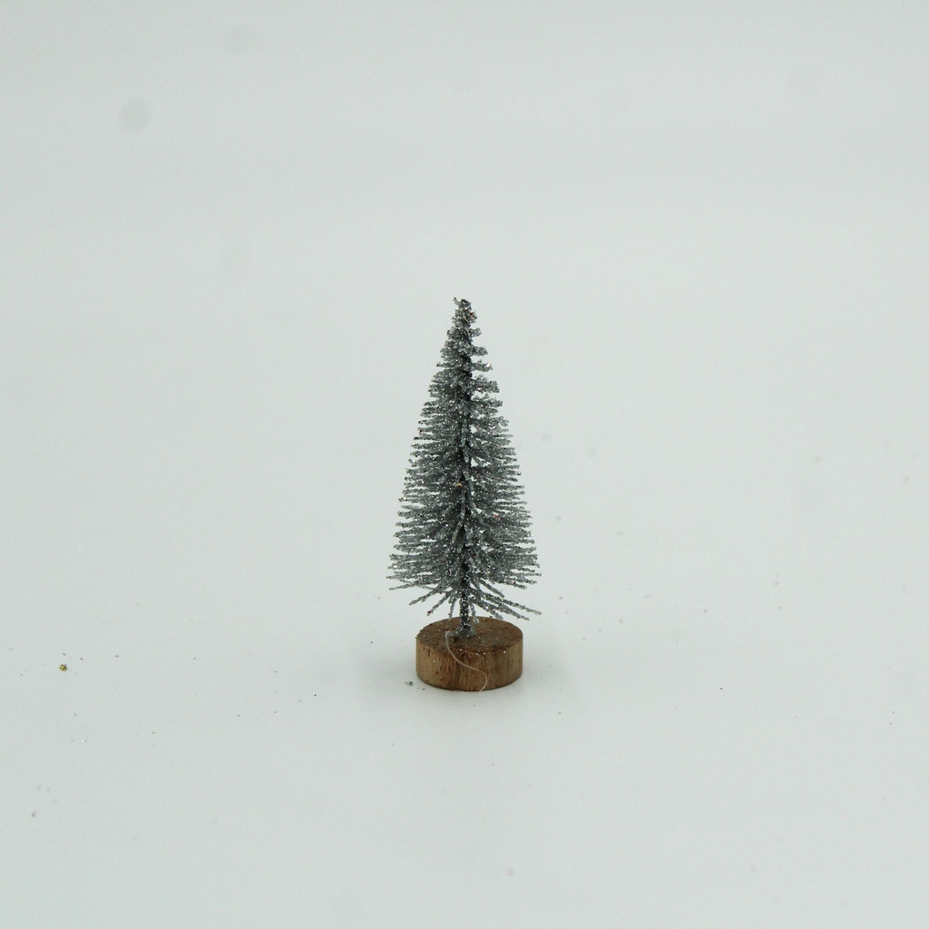 360 HOME CHRISTMAS MINI TREE SILVER+GLITTER 6.5CM PACK OF 5PCS 