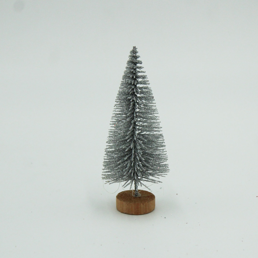 360 HOME CHRISTMAS MINI TREE SILVER+GLITTER 8.5CM PACK OF 5PCS 