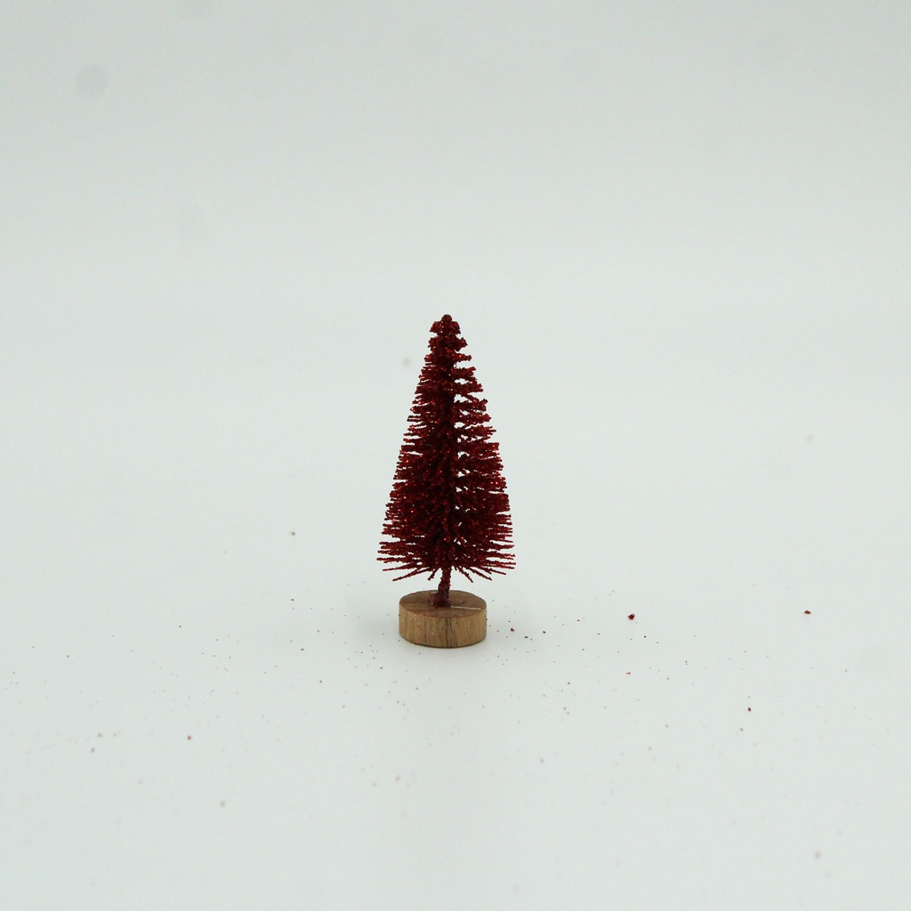 360 HOME CHRISTMAS MINI TREE RED+GLITTER 6.5CM PACK OF 5PCS 