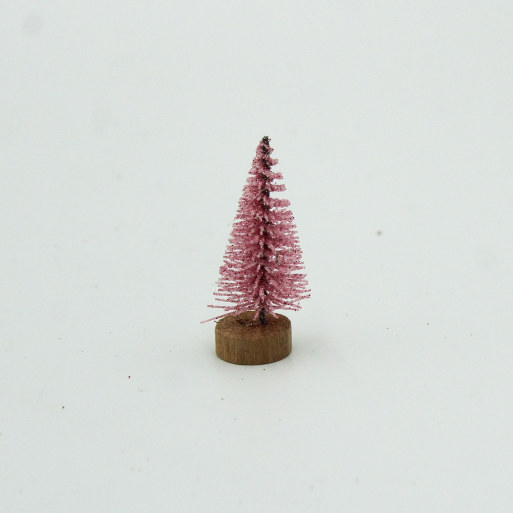 360 HOME CHRISTMAS MINI TREE PINK+GLITTER 3.5CM PACK OF 5PCS 