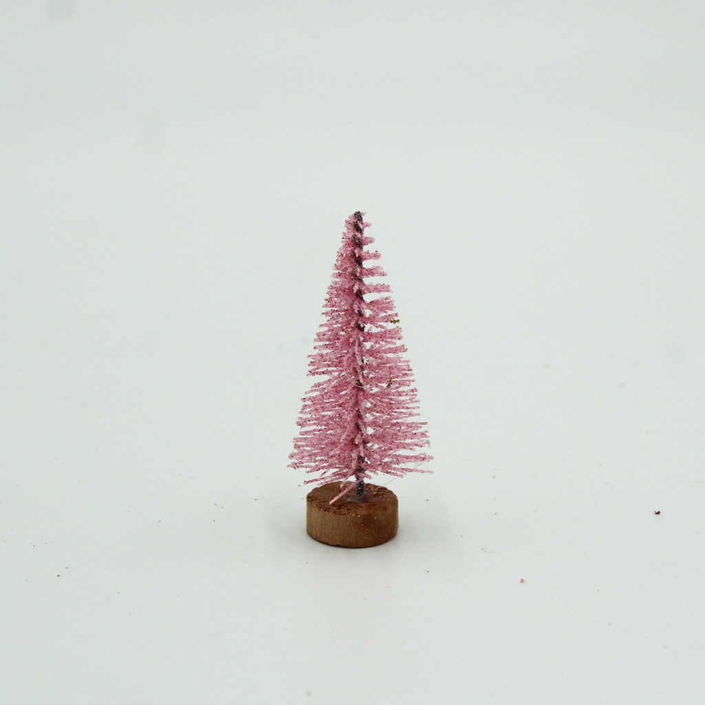 360 HOME CHRISTMAS MINI TREE PINK+GLITTER 6.5CM PACK OF 5PCS 