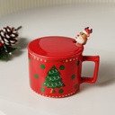 360 HOME CHRISTMAS MUG CERAMIC 301-400ML CERAMIC COVER+SPOON TOPPED WITH REINDEER HEAD