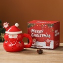 360 HOME CHRISTMAS MUG 400ML +LID&SPOON CERAMIC SANTA  CUP 400ML RED