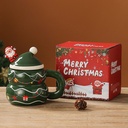 360 HOME CHRISTMAS MUG 400ML +LID&SPOON CERAMIC CHRISTMAS TREE GIFT CUP 400ML GREEN