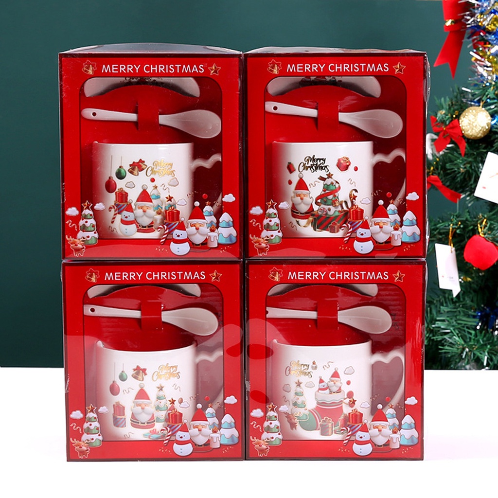 360 HOME CHRISTMAS MUG CERAMIC SET 301-400ML+LID+SPOON-A60