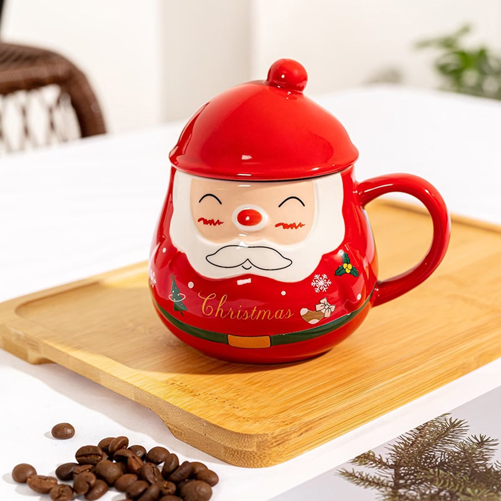360 HOME CHRISTMAS MUG CERAMIC 401-500ML BREADED OLD MAN RED+LID