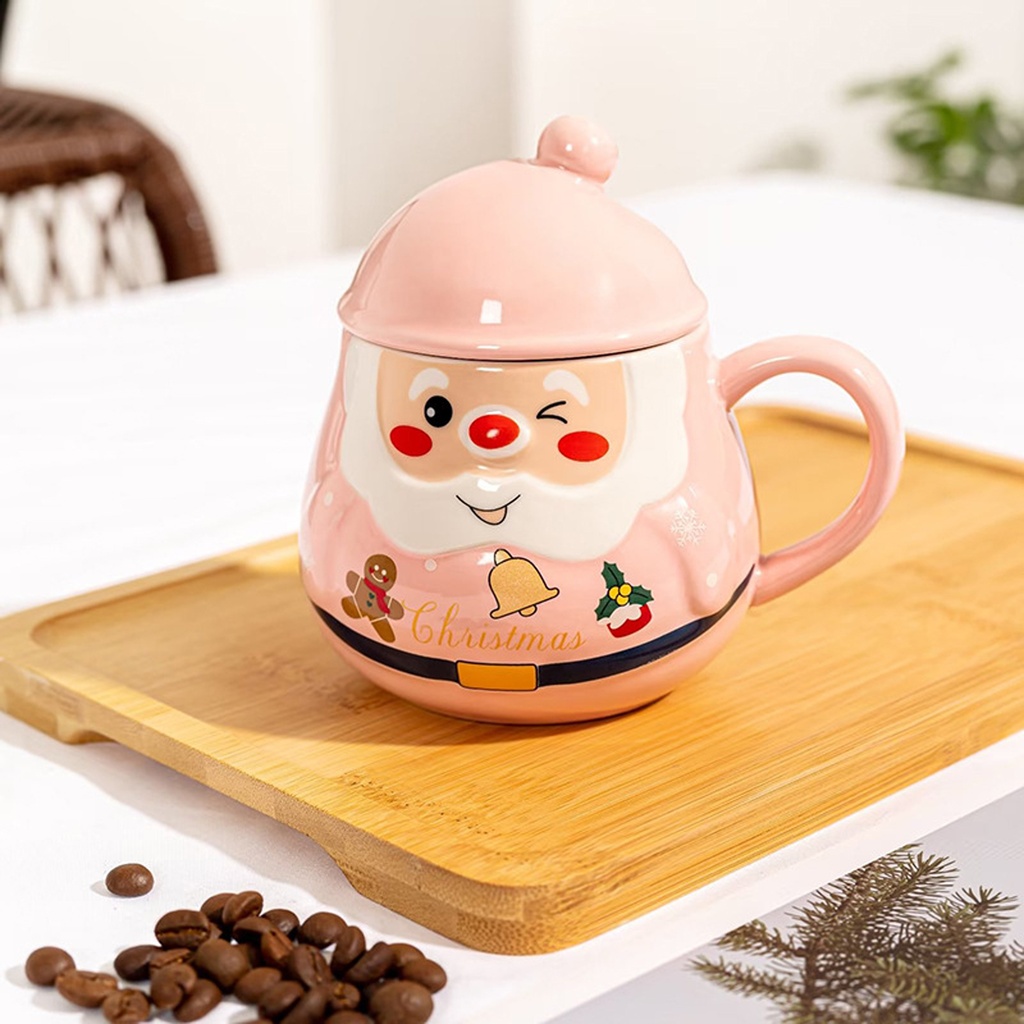 360 HOME CHRISTMAS MUG CERAMIC 401-500ML BLINK OLD MAN PINK+LID