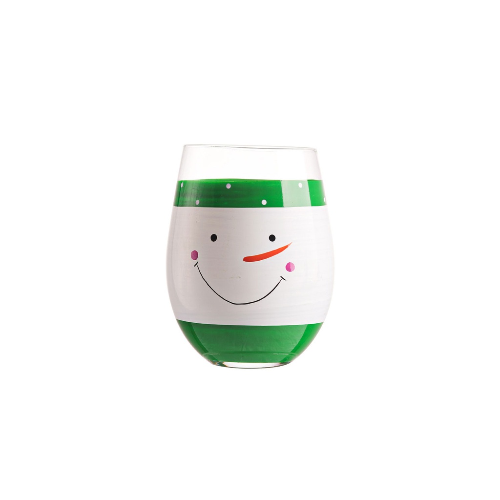 360 HOME CHRISTMAS GLASS CUP301-400ML FOR WATER HAND PAINTED EGG SHAPE GREEN