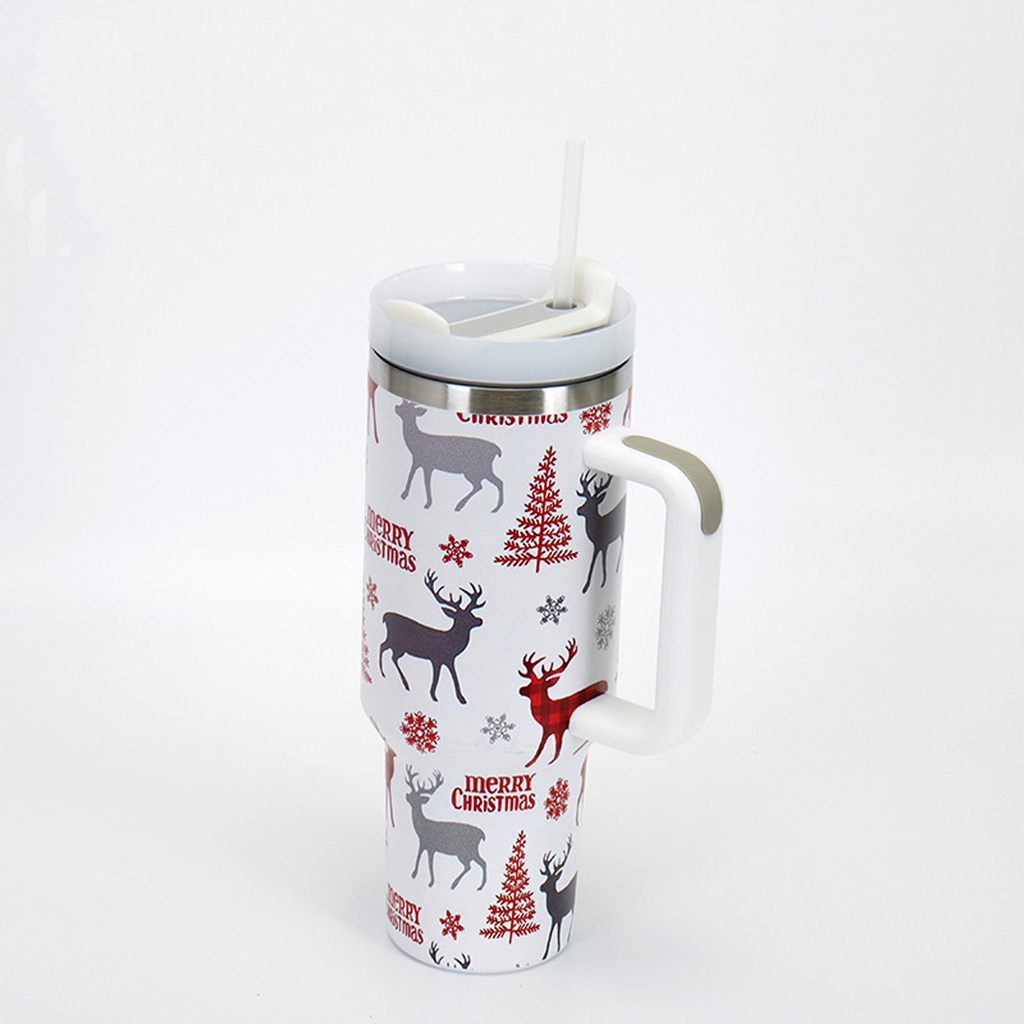 360 HOME CHRISTMAS MUG 1200ML SECURE LID+STRAW WHITE