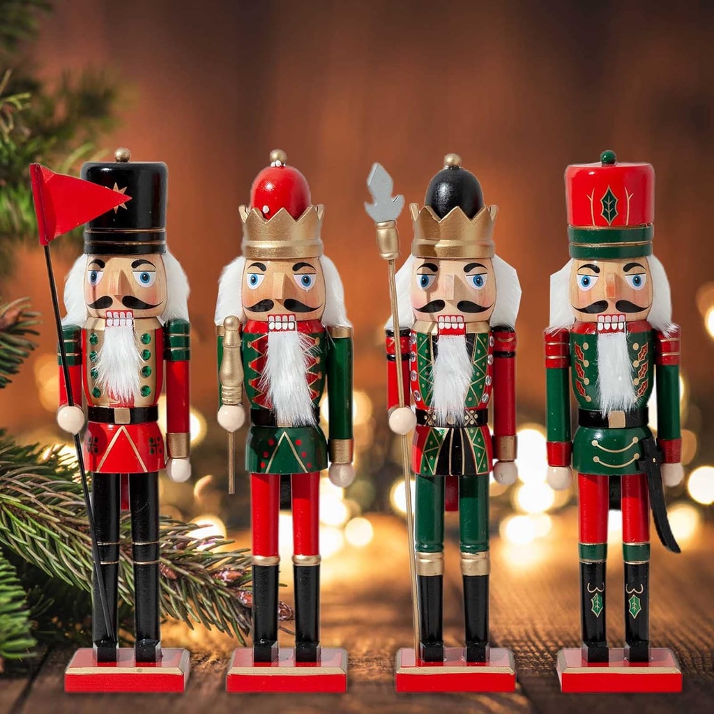 360 HOME CHRISTMAS NUTCRACKER FIGURINE WOODEN 6.5*6.5*25CM FESTIVE MULTI COLORS