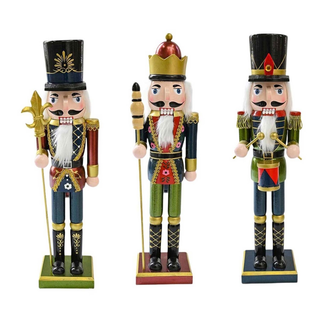 360 HOME CHRISTMAS NUTCRACKER WOODEN 11*11*50CM RED WHITE & GREEN 