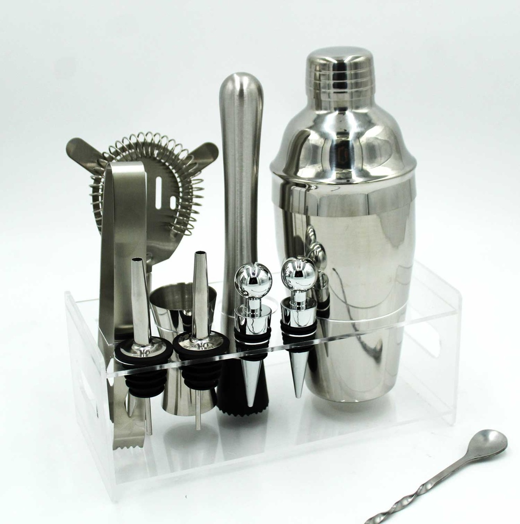 360 HOME SHAKER COCKTAIL SET 550ML STAINLESS STEEL PLEXI STAND