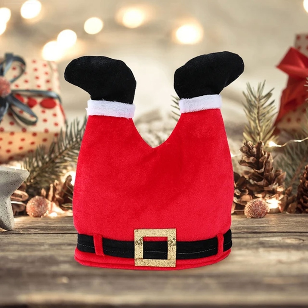 360 HOME CHRISTMAS HAT SANTA'S LEGS & LOWER TORSO SOFT PLUSH FABRIC