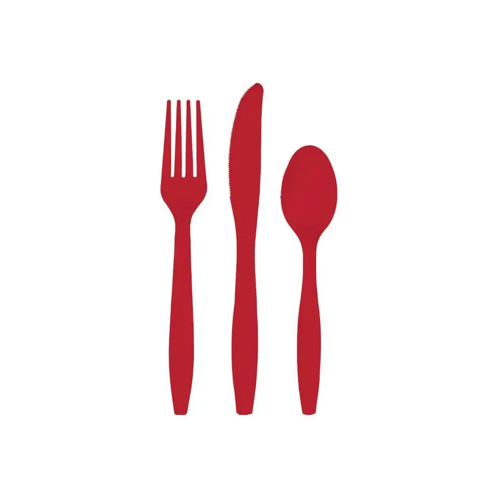 360 HOME CHRISTMAS FORKS PLASTIC DISPOSABLE RED 10PCS 