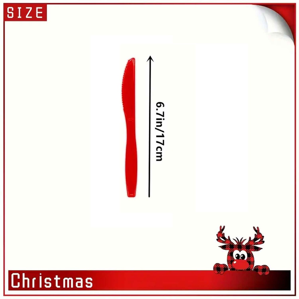 360 HOME CHRISTMAS KNIVES PLASTIC RED DISPOSABLE  12PCS