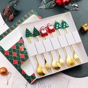 360 HOME CHRISTMAS SPOON & FORK GOLD BOX 18.2*18*2.5CM 198GRS SET 6PCS WITH MOTIF ON TOP