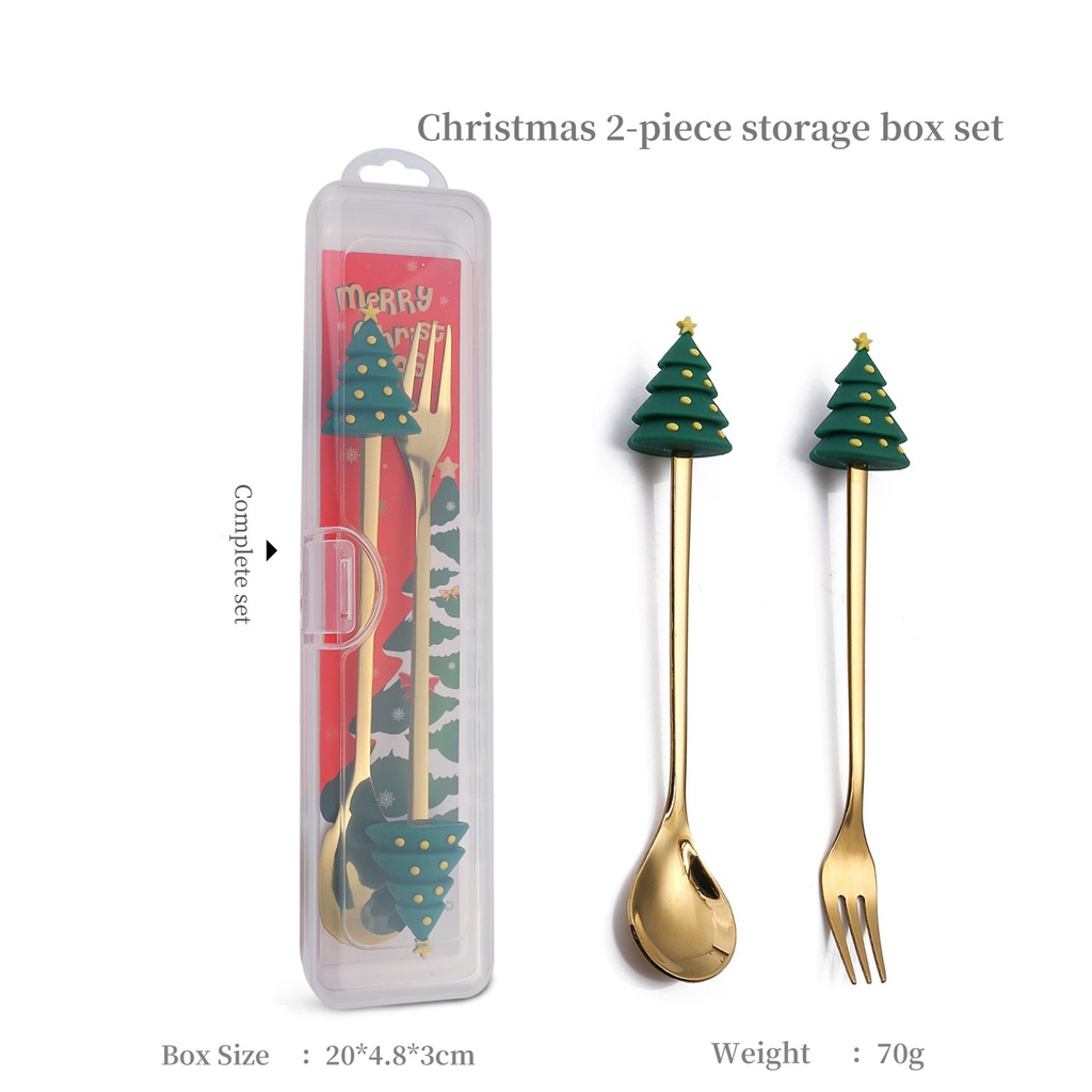 360 HOME CHRISTMAS SPOON &FORK GOLD CLEAR BOX 20*4.5*3CM 73GRS WITH TREE ON TOP
