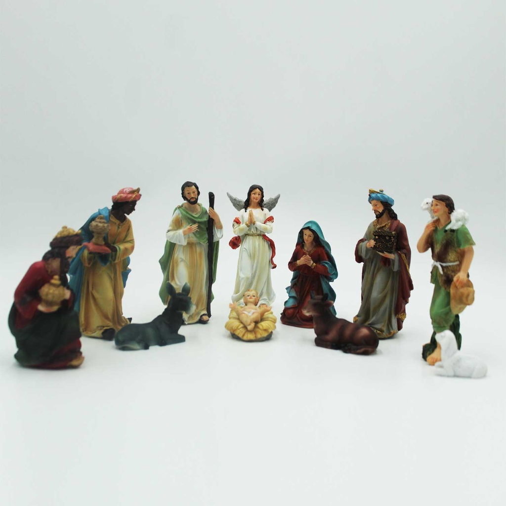 360HOME NATIVITY SCENE TRADITIONAL PAINTED RESINE 14CM