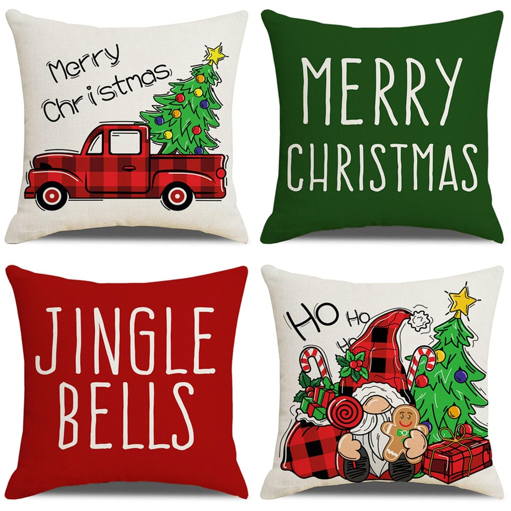 360 HOME CHRISTMAS PILLOW COVER 45*45CM POLYESTER MERRY CHRISTMAS & JINGLE BELLS TEXT