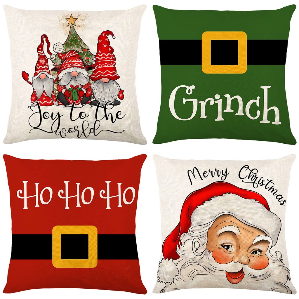 360 HOME CHRISTMAS PILLOW COVER 45*45CM POLYESTER JOY TO THE WORLD & GRINCH DESIGNS