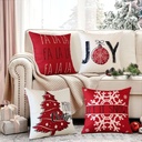 360 HOME CHRISTMAS PILLOW COVER 45*45CM POLYESTER RED & WHITE PRINTS